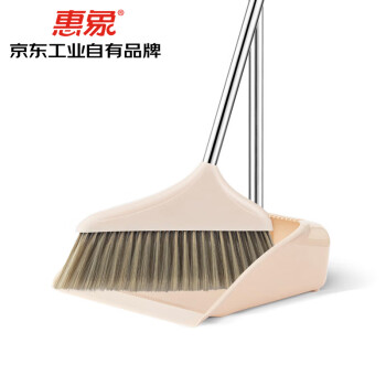 惠象【京东工业品自有品牌】梳齿款软毛扫帚+簸箕（畚箕）套装 组合2件套 米色；PET2BG