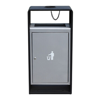 益美得 CY-328 户外金属垃圾桶室外垃圾箱公园街道小区广场果皮箱环保灭烟灰桶商用 磨砂黑不锈钢