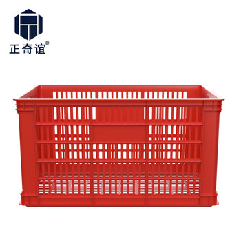正奇谊 加厚大号塑料周转筐 长方形工厂用胶框 运输快递筐子 红色 B4筐外450*305*240mm