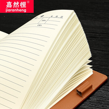 嘉然恒 大号会议记录本加厚笔记本子可拆卸活页本记事本办公文具16K工作笔记本商务皮面本子-16K黑色