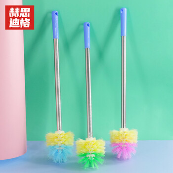赫思迪格 JG-259 不锈钢圆柄马桶刷 清洁圆球厕刷马桶刷 长柄厕刷清洁刷	圆头（颜色随机）