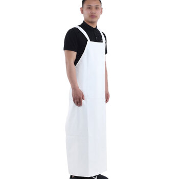安美尚（ams）PU皮革防水围裙防油围裙厨房餐饮防护围裙白色均码10件