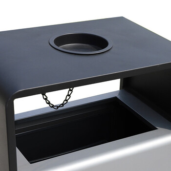 益美得 CY-328 户外金属垃圾桶室外垃圾箱公园街道小区广场果皮箱环保灭烟灰桶商用 磨砂黑不锈钢