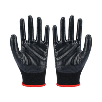 盛港 劳保手套 丁腈耐磨纱手套浸胶工作带胶修车工地 N819黑色（12付）