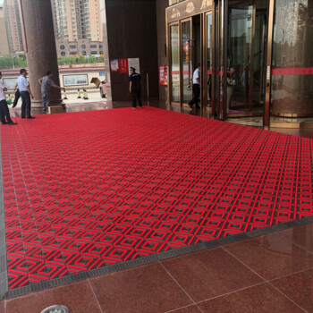 豫之韵 定制拼接三合一地垫门垫蹭脚垫进门大门口防滑垫商场酒店门厅室外台阶镂空塑料垫毯 三刷红75*150cm