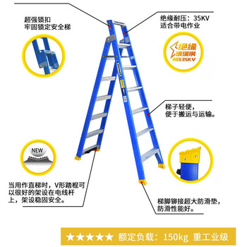 稳耐（werner）梯子玻璃钢人字梯多功能两用合梯双侧绝缘电工梯1.8米电力工程工业梯折叠梯DP6006CN