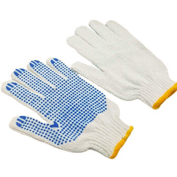 安美尚（ams）10针尼龙600G点珠手套 蓝色点胶劳保手套 工地搬砖耐磨加厚 定做 12双