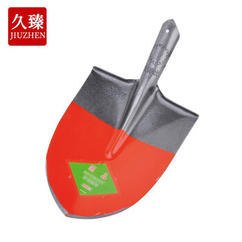 久臻 px16 防汛抗洪铁锹推雪农用带木柄园艺铁铲农具锹头锰钢尖头锹平头锹煤锹平锹 小号桔红泥锹头+木柄