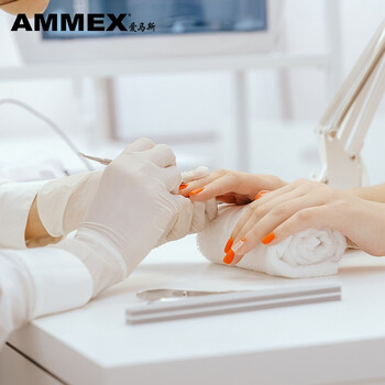 爱马斯一次性乳胶手套 100只/盒 乳白色TLFT 大号L码