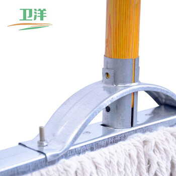 卫洋 WYS-175木杆铁头排拖 物业学校老式拖把棉线尘推木杆墩布大号 白色50cm