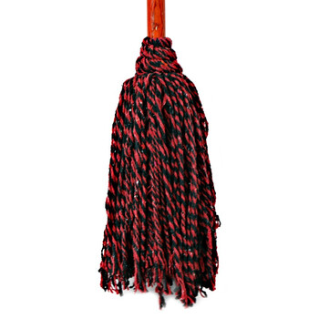 康丽雅 K-0040 老式木柄圆头拖把 物业保洁吸水棉线墩布尘推 红棉线