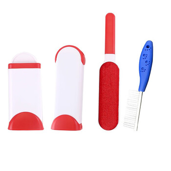 劳保佳 猫狗除毛梳沙发粘毛刷 宠物双面刷粘毛器 居家衣服去毛刷 深蓝色 大小号套装+梳子