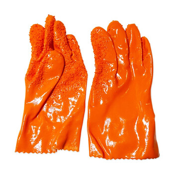 春蕾988威士邦止滑手套 8双 橘黄色 棉毛浸塑防滑防水耐磨耐油耐酸碱防护手套 定制