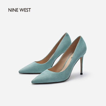 nine west/玖熙 羊反绒单鞋细跟尖头高跟鞋时尚舒适百搭工作通勤女鞋a