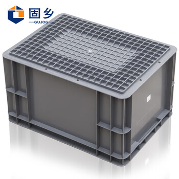 固乡 加厚塑料周转箱 带盖物流周转箱 胶箱 欧标 零件盒  运输箱 周转筐 大收纳箱（欧标带盖43-22）