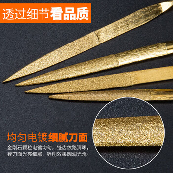 蓝凤凰 金刚石锉刀搓刀模型搓刀平板小挫刀圆迷你金属打磨什锦金刚砂套装  4X160mm 10支混合套装
