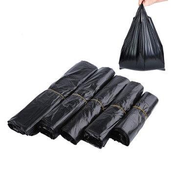 森活色彩优袋黑色背心式垃圾袋 手提式收纳袋塑料袋 酒店物业环卫清洁袋 5丝55*80cm（50只装）