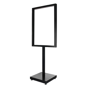 稳斯坦 W405 苹果立牌海报架展示架铝合金落地式广告指引牌kt展牌水牌 苹果黑50*70cm 