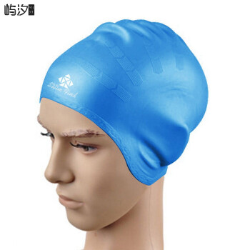 游泳护耳罩护耳泳帽男女长发防水游泳帽成人硅胶泳帽加大码 天蓝色