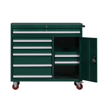 知旦602534工具车可移动零件工具柜汽修配件收纳柜绿色八抽