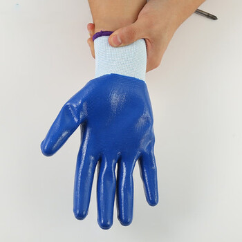 鲁坤 N518 挂胶尼龙手套 软胶防滑单手套劳保工地干活涂胶透气耐磨工作丁腈手 均码工人用 劳保手套