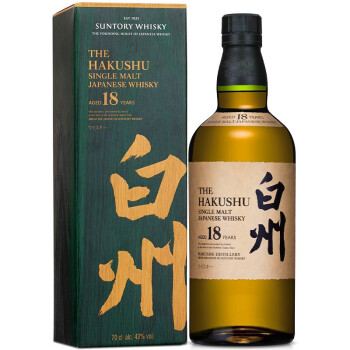 三得利(suntory)白州18年单一麦芽威士忌700ml日威经典