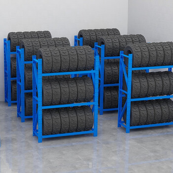 贺曼汽车轮胎展示架仓储货架汽车用品4S店轮胎展示架中型加厚150*60*200三层内径56