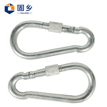 固乡 软梯链接扣 保险钩  带锁登山扣 安全扣 钢丝绳 钥匙钩 挂钩扣链接扣【10cm弹簧扣2个装】
