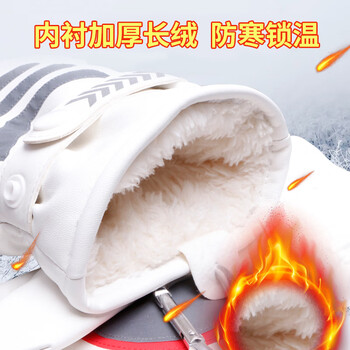 者也 冬季保暖加绒加厚交通指挥手套带反光条巡逻执勤手套 白色