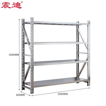 震迪304不锈钢货架2米长超市储物架仓储整理收纳架可定制SD0144主架