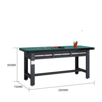 建功立业灰色工作台GY5339检验台维修台工具桌平三抽1.8米复合台面