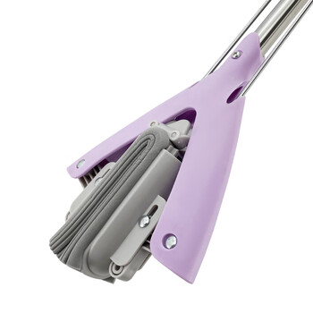 益美得 TTB050 对折挤水胶棉拖把懒人地拖可替换头免手洗拖把 紫色27cm