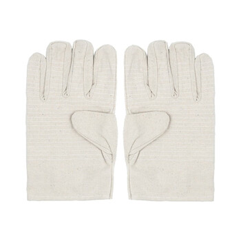 Raxwell RW2201劳保工作帆布手套白甲24线 双层隔热耐磨定做 机械加工搬运维修 10副/袋