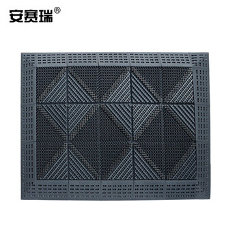 安赛瑞 室外镂空除尘地垫 EVA拼接除尘地垫 拼接式刮泥防滑脚垫 单刷灰刷灰底 75×105×2.5cm 23359