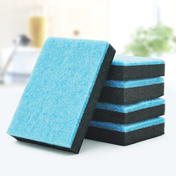 益美得 QJK006 含砂百洁布海绵清洁块清洁擦拭洗碗抹布 双面胶棉（5块装）