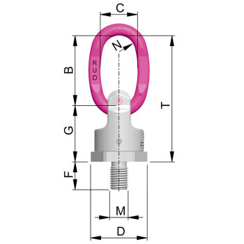 路德（RUD）螺栓型万向旋转吊环PP-B-M36载荷8t 适合与吊钩连接