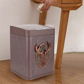 庄太太 幸运鹿12L感应 智能电动感应垃圾桶带盖新中式ZTT-9023