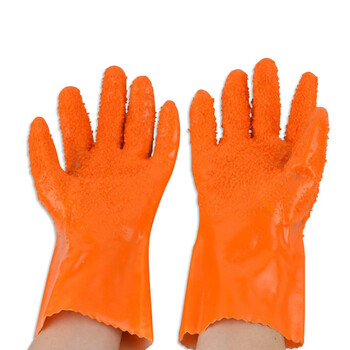 春蕾988威士邦止滑手套 8双 橘黄色 棉毛浸塑防滑防水耐磨耐油耐酸碱防护手套 定制