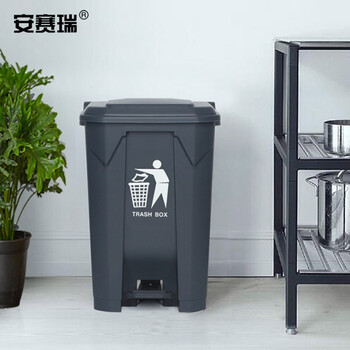 安赛瑞 脚踏垃圾桶 环卫塑料分类垃圾箱 45L 商用物业酒店小区带盖脚踏 灰桶灰盖 710521