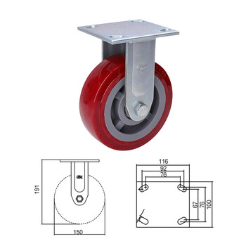 安赛瑞 定向脚轮 6英寸重型TPU低噪音轮 承重420KG滑轮滚轮轱辘 易得力定制 16241