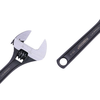 罗宾汉（RUBICON）铬钒钢带刻度活动扳手RAP-004 发黑光柄 4英寸100mm 大开口17mm