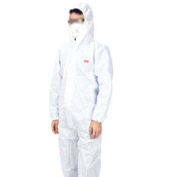 3M 4510 一次性防护服白色带帽连体防护服防化防尘服化学隔离服防护颗粒物及液体喷溅 1件装 XL