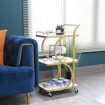 益美得 FW-1029 铁艺餐车酒店餐厅茶水车手推车送餐车清洁车酒水车 45*35*84cm