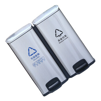 创莱 410不锈钢垃圾桶 分类脚踏垃圾桶 二分类 30L*2 CLF30A-2