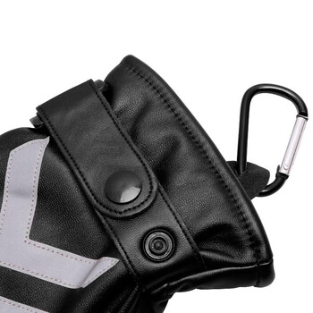 者也 冬季保暖加绒加厚交通指挥手套带反光条巡逻执勤手套 黑色