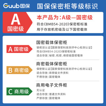 国保（Guub）保密柜M153-K1电子密码双门国家保密整体认证资料柜钢制档案凭证柜员工柜存放资料柜