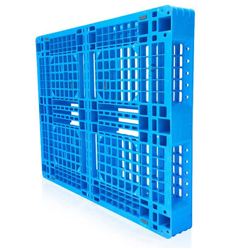 鸣固 物流塑料托盘叉车垫板 仓库防潮托盘卡板 蓝色网格田字1200*1000*150mm 不加钢款
