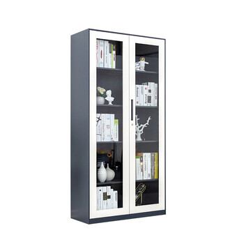 盛花 加厚钢制通玻文件柜资料柜物品柜凭证柜档案柜1850*900*400灰白套色