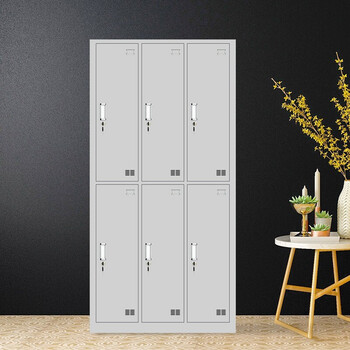 链工六门更衣柜员工柜宿舍衣帽带锁铁皮柜储物6门更衣柜铁柜子厚钢置物柜寄存柜鞋柜