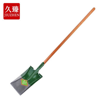 久臻 px06 防汛抗洪铁锹 木柄园艺铁铲 锰钢尖头锹平头锹煤锹 大号绿色尖锹头+木柄